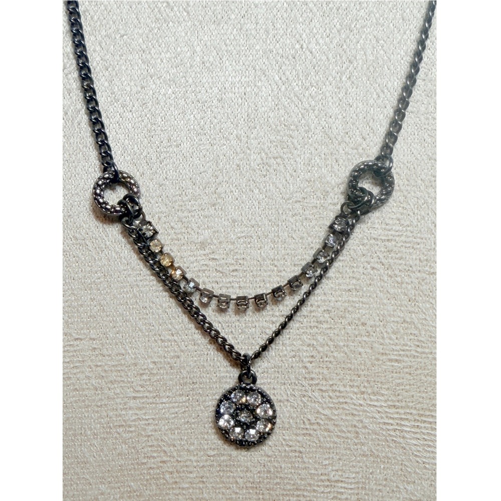 Vera Wang Gothic Black Chain Necklace Rhinestone Edgy 20"+3"